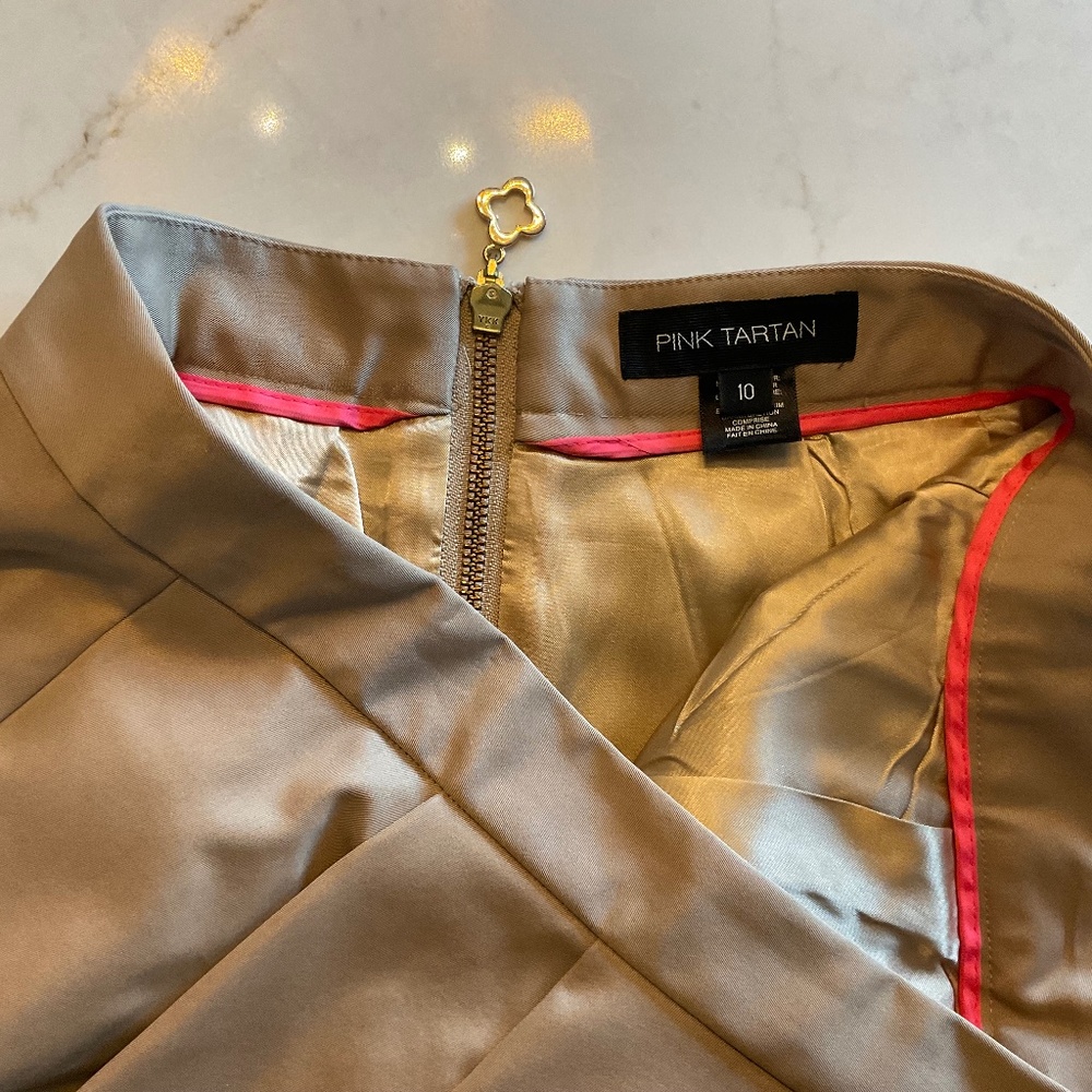 Pink Tartan Skirt, Tan, Size 10